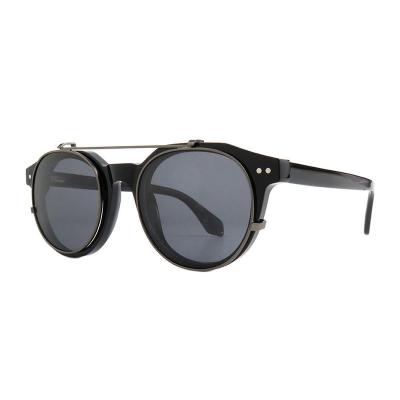 A10908(1) Unisex Spring Hinge black Acetate Full Rim Round Vintage Sunglasses Eyewear