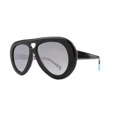 A10918(1) Unisex Polarized black Acetate Full Rim Aviator Modern Sunglasses Eyewear