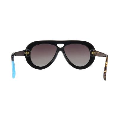 A10918(1) Unisex Polarized black Acetate Full Rim Aviator Modern Sunglasses Eyewear