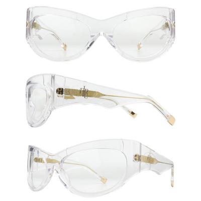 A11037 Women's UV400 Protection transparent Acetate Full Rim Oval Luxury Sunglasses Eyewear