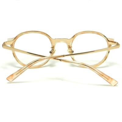 A20232 Unisex Lightweight crystal amber Acetate Full Rim Round Vintage Sunglasses Eyewear