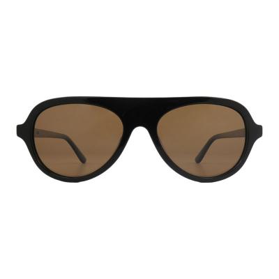 A11064(1) Unisex Hand Polished black Acetate Full Rim Aviator Vintage Sunglasses Eyewear