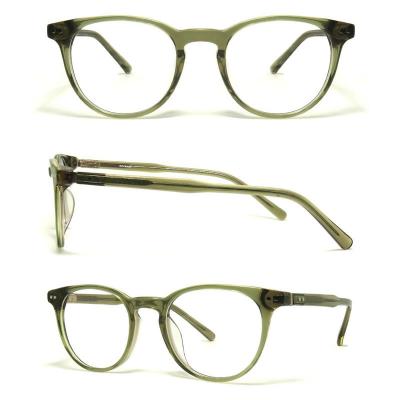 A20229 Unisex UV400 Protection olive green Acetate Full Rim Round Vintage Sunglasses Eyewear