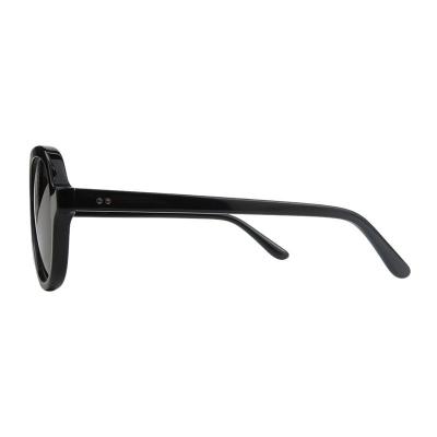 A11064(1) Unisex Hand Polished black Acetate Full Rim Aviator Vintage Sunglasses Eyewear