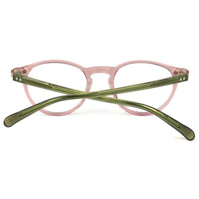 A20243-1 Women's Durable crystal pink Acetate Full Rim Round Modern Sunglasses Eyewear