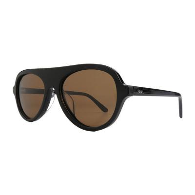 A11064(1) Unisex Hand Polished black Acetate Full Rim Aviator Vintage Sunglasses Eyewear