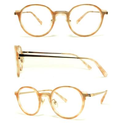 A20232 Unisex Lightweight crystal amber Acetate Full Rim Round Vintage Sunglasses Eyewear