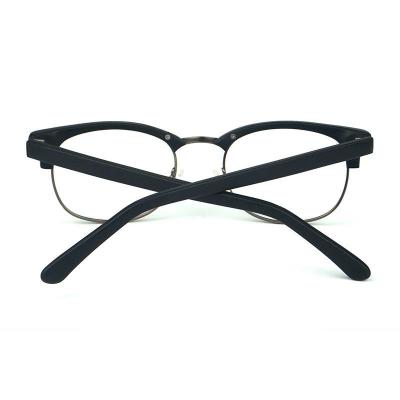 A20295 Unisex Scratch Resistant black Acetate Semi Rimless Browline Vintage Sunglasses Eyewear