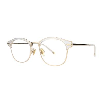 A20327(1) Unisex Spring Hinge crystal Acetate Semi Rimless Browline Modern Sunglasses Eyewear