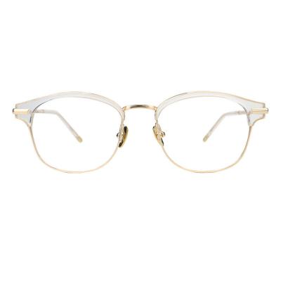 A20327(1) Unisex Spring Hinge crystal Acetate Semi Rimless Browline Modern Sunglasses Eyewear