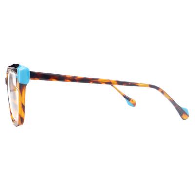 A20351(1) Women's Lightweight tortoise with light blue accents Acetate Full Rim Cat Eye Modern Sunglasses Eyewear