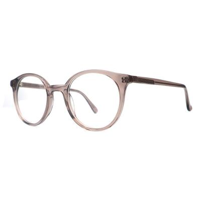 A20329(1) Unisex Hand Polished crystal taupe Acetate Full Rim Round Modern Sunglasses Eyewear
