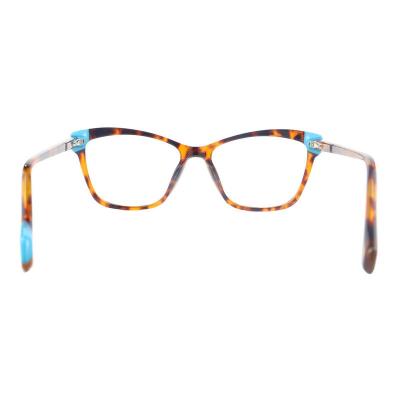 A20351(1) Women's Lightweight tortoise with light blue accents Acetate Full Rim Cat Eye Modern Sunglasses Eyewear
