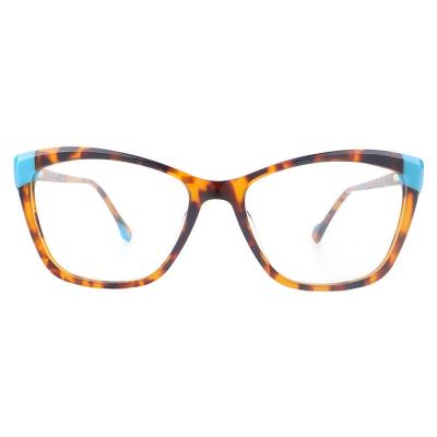 A20351(1) Women's Lightweight tortoise with light blue accents Acetate Full Rim Cat Eye Modern Sunglasses Eyewear