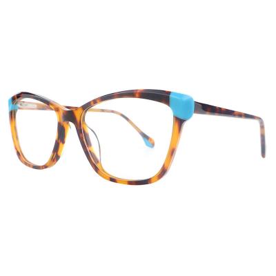 A20351(1) Women's Lightweight tortoise with light blue accents Acetate Full Rim Cat Eye Modern Sunglasses Eyewear
