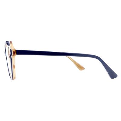 A20353(2) Women's Premium Quality navy blue with yellow accents Acetate Full Rim Cat Eye Modern Sunglasses Eyewear
