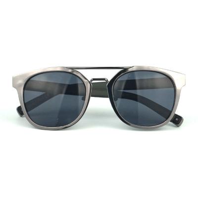 H10131 Unisex Spring Hinge gray Hybrid Full Rim Round Modern Sunglasses Eyewear