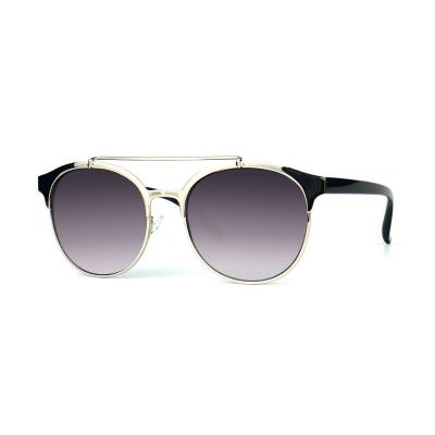H10169 Unisex Spring Hinge silver Hybrid Full Rim Round Modern Sunglasses Eyewear
