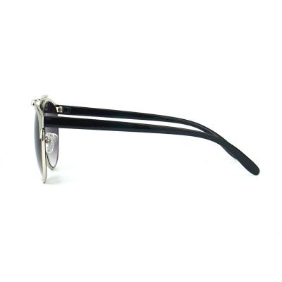 H10169 Unisex Spring Hinge silver Hybrid Full Rim Round Modern Sunglasses Eyewear