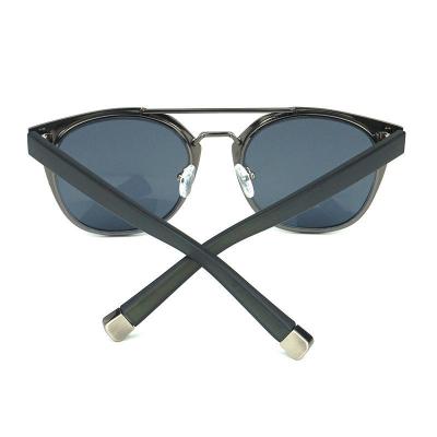 H10131 Unisex Spring Hinge gray Hybrid Full Rim Round Modern Sunglasses Eyewear