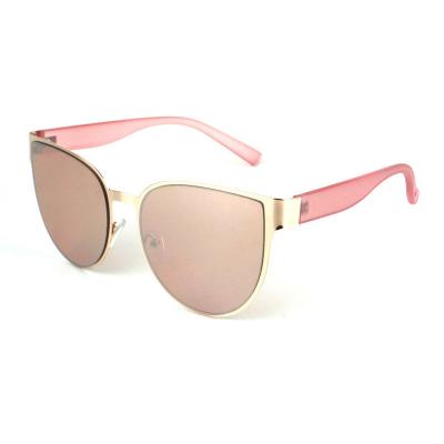 H10174 Women's Hand Polished gold Hybrid Full Rim Cat Eye Modern Sunglasses Eyewear
