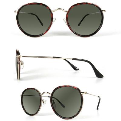 H10166 Unisex Spring Hinge tortoise Hybrid Full Rim Round Vintage Sunglasses Eyewear