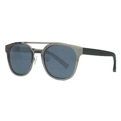 H10131 Unisex Spring Hinge gray Hybrid Full Rim Round Modern Sunglasses Eyewear