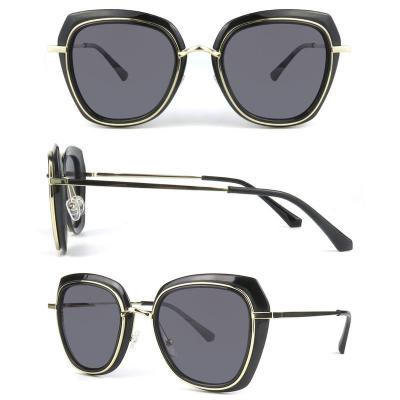H10298 Women's Scratch Resistant black Hybrid Full Rim Cat Eye Modern Sunglasses Eyewear
