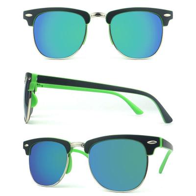 H10269 Unisex Durable black Hybrid Semi Rimless Browline Vintage Sunglasses Eyewear