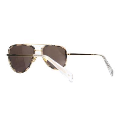 H10316(2) Unisex Hand Polished brown Hybrid Full Rim Aviator Luxury Sunglasses Eyewear