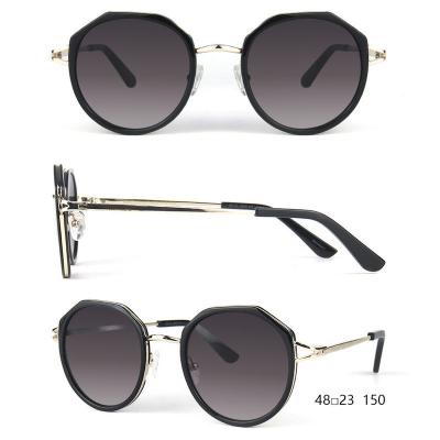 H10309-1 Women's Scratch Resistant black with gold accents Hybrid Full Rim Geometric Luxury Sunglasses Eyewear