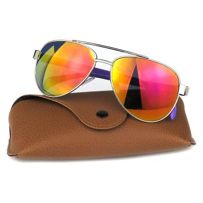 H10277 Unisex Hand Polished silver Hybrid Full Rim Aviator Modern Sunglasses Eyewear