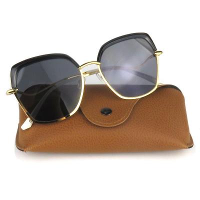 H10296 Women's Spring Hinge gold Hybrid Semi Rimless Square Vintage Sunglasses Eyewear