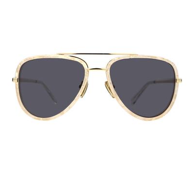 H10316(1) Unisex Spring Hinge brown Hybrid Full Rim Aviator Luxury Sunglasses Eyewear