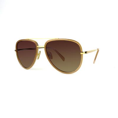 H10316 Unisex Durable brown Hybrid Full Rim Aviator Luxury Sunglasses Eyewear