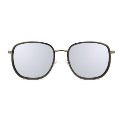 H10322(1) Unisex Polarized gunmetal/bronze two-tone Hybrid Full Rim Square Vintage Sunglasses Eyewear