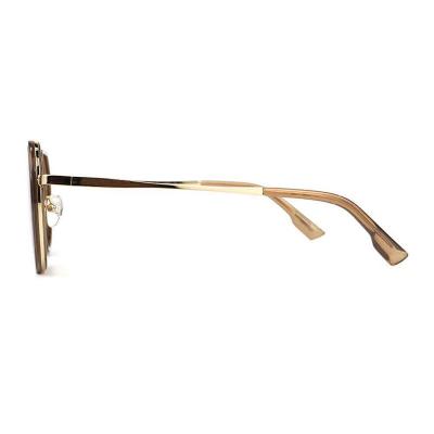 H10321(2) Unisex Spring Hinge black with gold accents Hybrid Full Rim Round Modern Sunglasses Eyewear