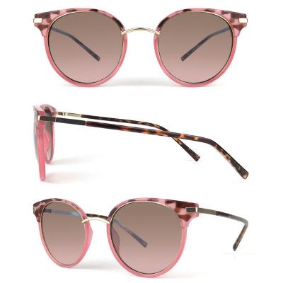 H10292 Women's Hand Polished pink Hybrid Full Rim Round Vintage Sunglasses Eyewear
