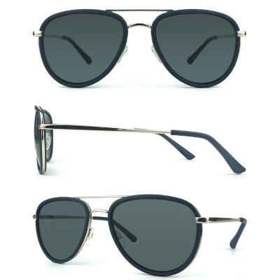 H10270 Unisex Premium Quality navy blue Hybrid Full Rim Round Modern Sunglasses Eyewear