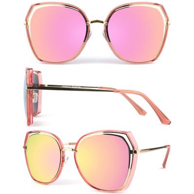 H10295 Women's Durable pink Hybrid Full Rim Cat Eye Modern Sunglasses Eyewear