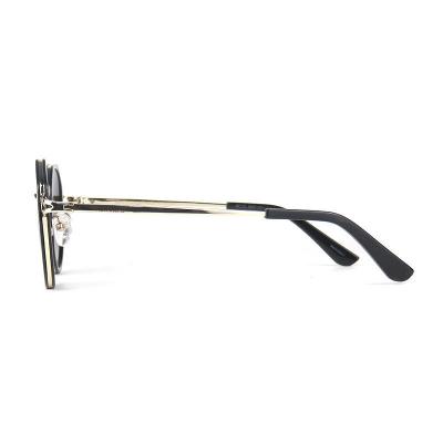 H10309-1 Women's Scratch Resistant black with gold accents Hybrid Full Rim Geometric Luxury Sunglasses Eyewear
