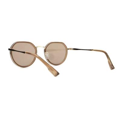 H10321(2) Unisex Spring Hinge black with gold accents Hybrid Full Rim Round Modern Sunglasses Eyewear