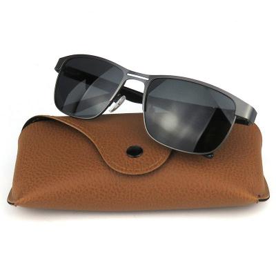 H10284 Unisex Hand Polished black Hybrid Semi Rimless Square Modern Sunglasses Eyewear