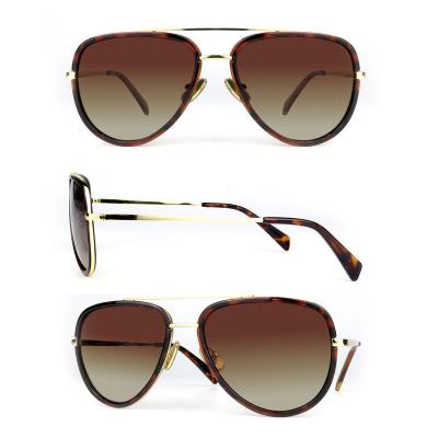H10316 Unisex Durable brown Hybrid Full Rim Aviator Luxury Sunglasses Eyewear