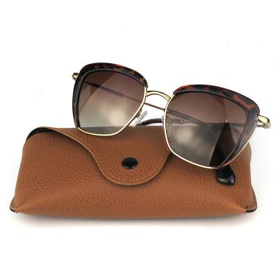 H10275-1 Women's Polarized tortoiseshell Hybrid Semi Rimless Cat Eye Luxury Sunglasses Eyewear