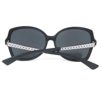 H10290 Women's Hand Polished black Hybrid Full Rim Geometric Modern Sunglasses Eyewear