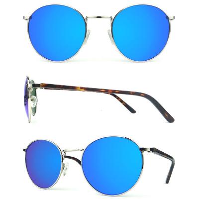 H10219 Unisex Spring Hinge silver Hybrid Full Rim Round Vintage Sunglasses Eyewear