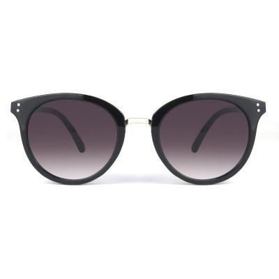H10308-1 Women's UV400 Protection black Hybrid Full Rim Round Modern Sunglasses Eyewear