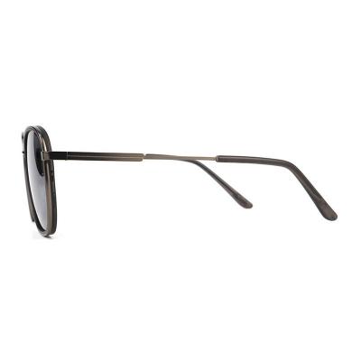 H10322(1) Unisex Polarized gunmetal/bronze two-tone Hybrid Full Rim Square Vintage Sunglasses Eyewear