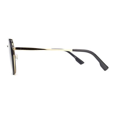 H10321(1) Unisex Lightweight black with gold accents Hybrid Full Rim Round Modern Sunglasses Eyewear